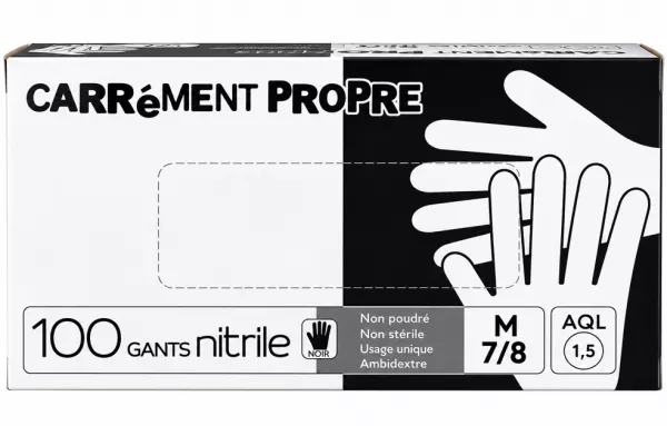 10 Boites de 100 Gants Nitrile NOIR Non Poudr�s Taille M 