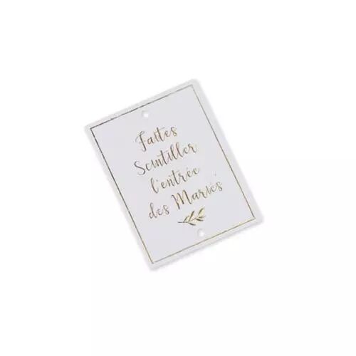10 ETIQUETTES POUR CIERGES MAGIQUES PAPIER BLANC EMBOSSE OR 5X6.5 CM
