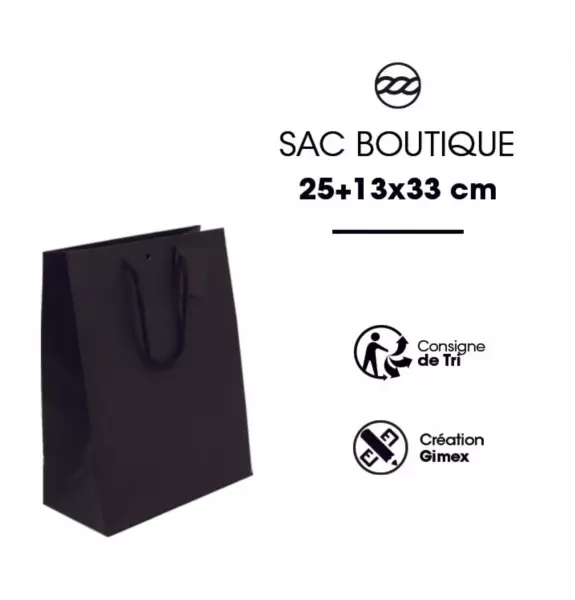 10 Sacs Kraft 25+13x33 P Cordon NOIR INTENSE 22226