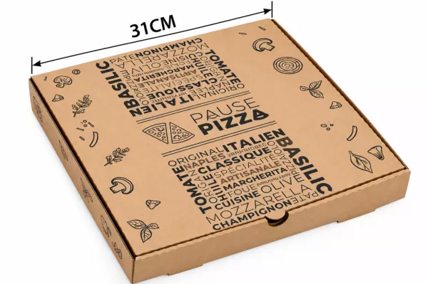 100 BOITES PIZZA PAUSE PIZZA 31 x 31 x 3,5 cm 