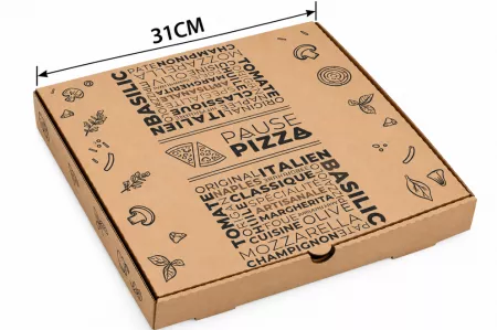 100 BOITES PIZZA PAUSE PIZZA 31 x 31 x 3,5 cm 