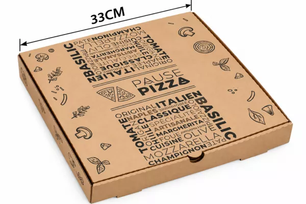 100 BOITES PIZZA PAUSE PIZZA 33 x 33 x 3,5 cm 