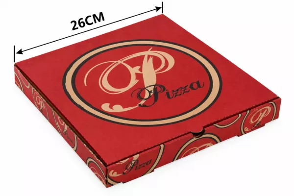 100 BOITES PIZZA ROUGE 26x26x3.5 