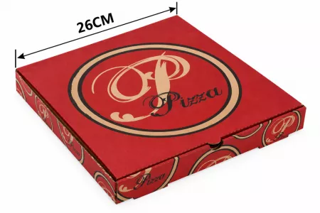 100 BOITES PIZZA ROUGE 26x26x3.5 
