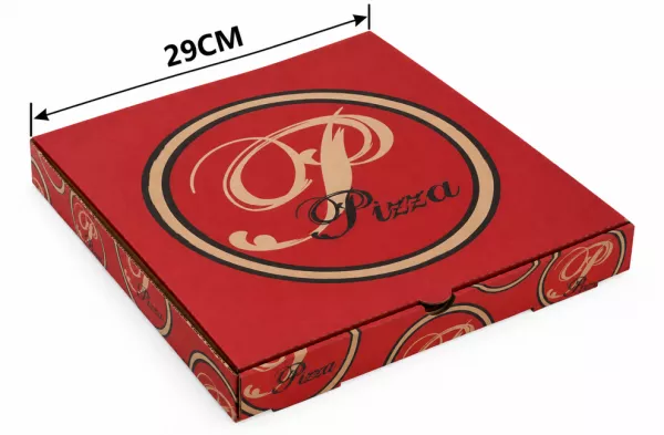 100 BOITES PIZZA ROUGE 29x29x3.5cm