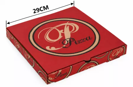 100 BOITES PIZZA ROUGE 29x29x3.5cm