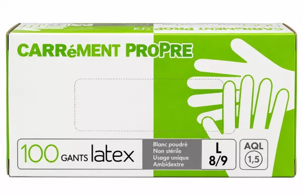100 Gants LATEX Poudr� Blanc Taille L