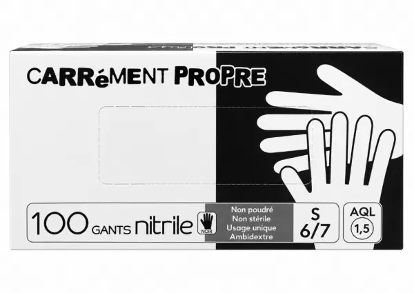 100 Gants Nitrile NOIR Non Poudr�s Taille S 