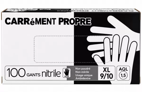 100 Gants Nitrile NOIR Non Poudr�s Taille XL