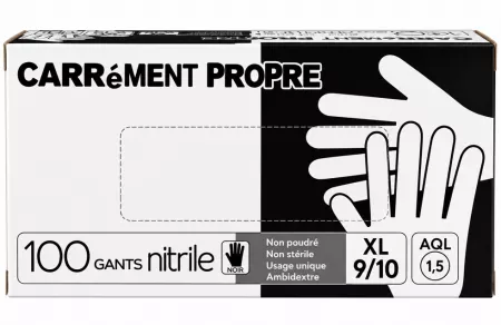 100 Gants Nitrile NOIR Non Poudr&eacute;s Taille XL