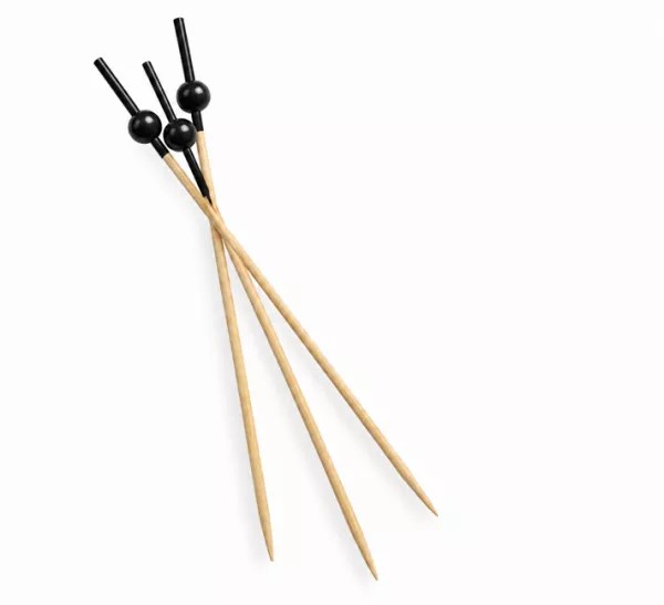 100 PIQUES BOULES NOIRES BAMBOU 9CM