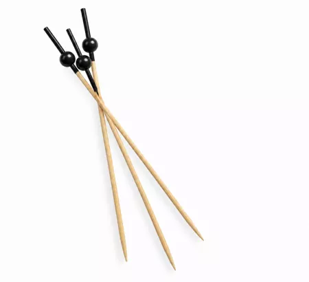 100 PIQUES BOULES NOIRES BAMBOU 9CM