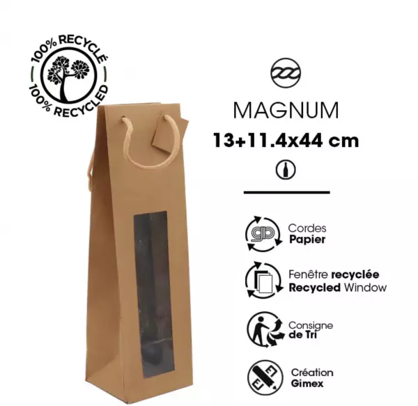100 Sac Magnum Fenetre Brun Cordon 120+114x440 / 22008