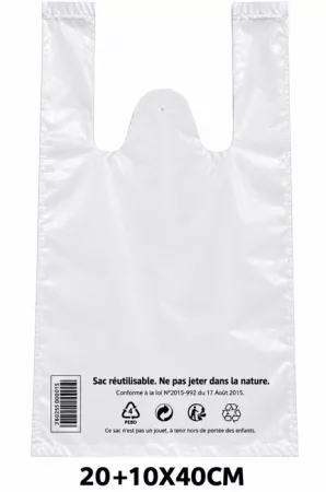 100 SACS BRETELLES 20+10x40 50&micro; BLANC