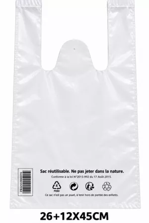 100 SACS BRETELLES 26+12x45 50&micro; BLANC