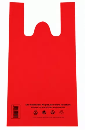 100 SACS BRETELLES PEBD 50&micro; 26+12x45cm ROUGE