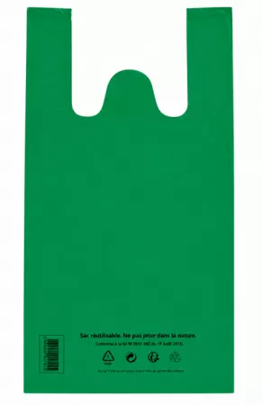 100 SACS BRETELLES PEBD 50&micro; 26+12x45cm VERT