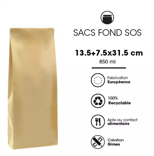 100 Sacs Kraft SOS 135+75x315 / 23106