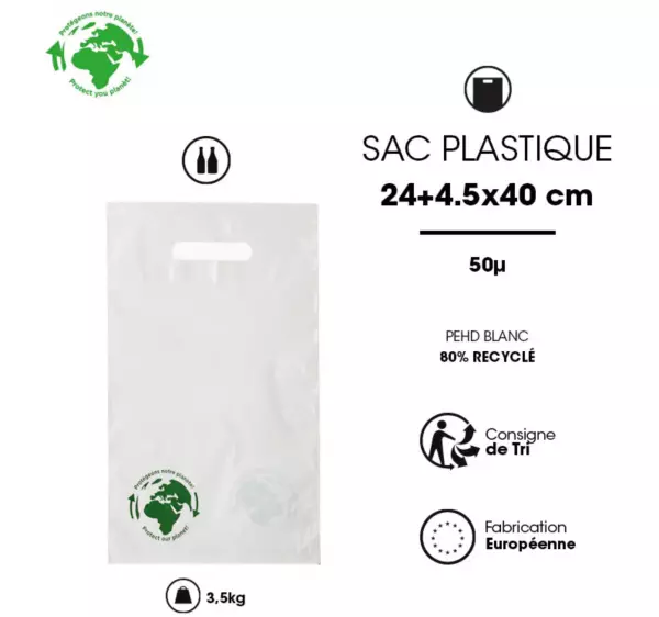 100 Sacs PDR Blanc 2 Bouteilles 24+4.5x40 50� / 11342