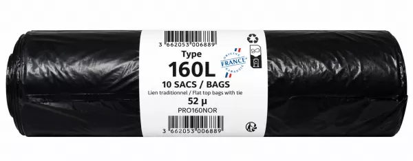 100 SACS POUBELLES STANDARDS NOIRS 160L 92x112 - 52�