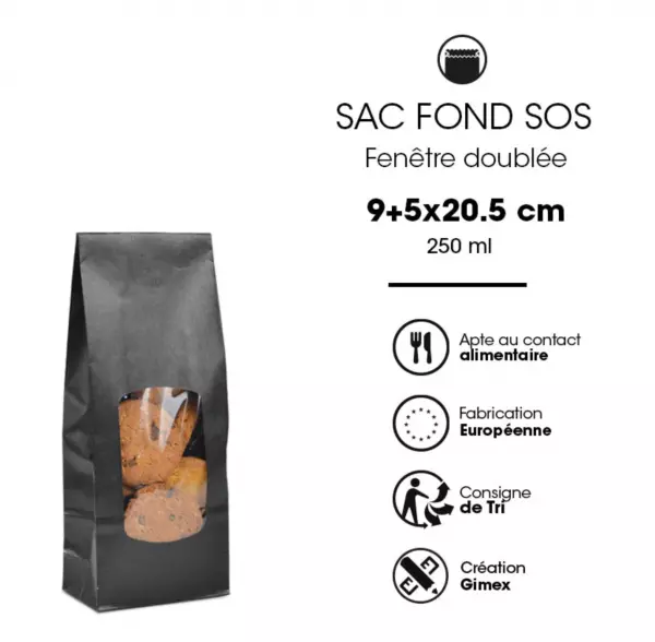 100 SACS SOS FEN NOIR K. VERGE 80G - 9+5x20,5cm - 100/1200