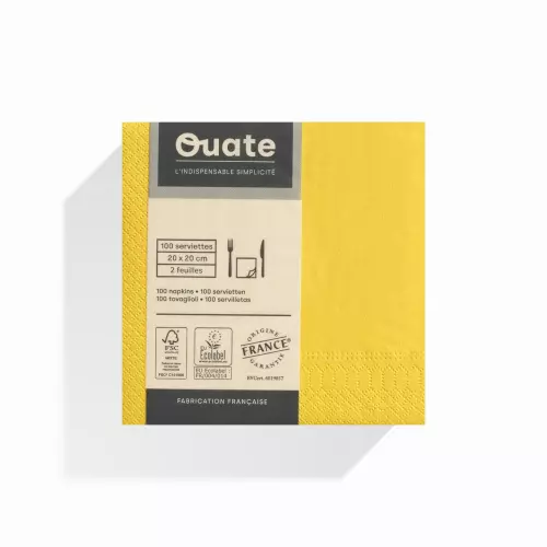 100 Serviettes 2 plis 20x20 CITRON