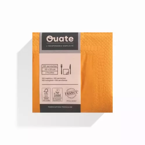 100 Serviettes 2 plis 20x20 MANDARINE