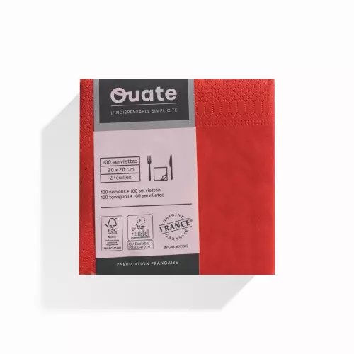 100 Serviettes 2 plis 20x20 ROUGE