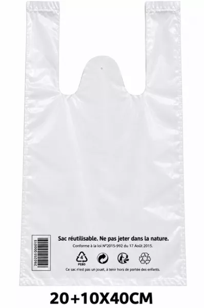 1000 SACS BRETELLES 20+10x40 50� BLANC