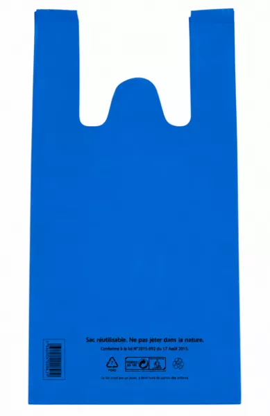 1000 SACS BRETELLES PEBD 50� 26+12x45cm BLEU
