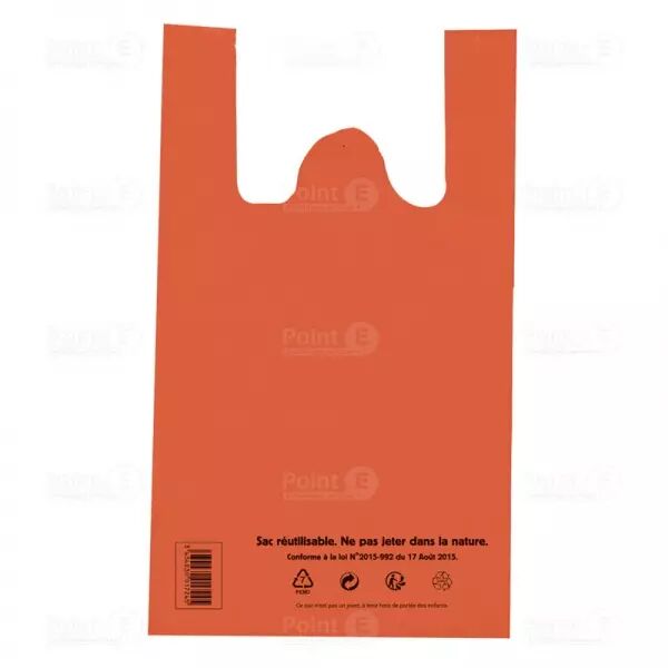 1000 sacs Bretelles PEBD 50� 26+12x45cm ORANGE / BRSOR5045
