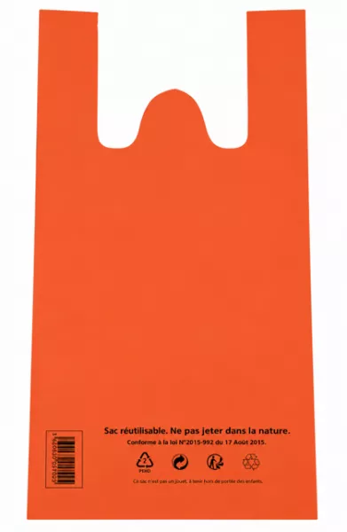 1000 SACS BRETELLES PEBD 50� 26+12x45cm ORANGE