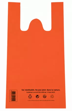 1000 SACS BRETELLES PEBD 50&micro; 26+12x45cm ORANGE