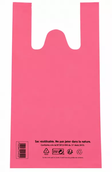 1000 Sacs Bretelles PEBD 50� 26+12x45cm ROSE 
