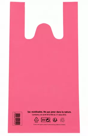 1000 Sacs Bretelles PEBD 50&micro; 26+12x45cm ROSE 