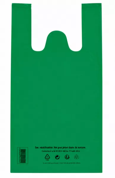 1000 SACS BRETELLES PEBD 50� 26+12x45cm VERT