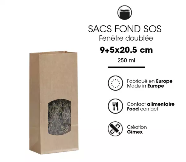 1200 Sacs Kraft Brun Fenetre 8.5+5x21.5 / 23102