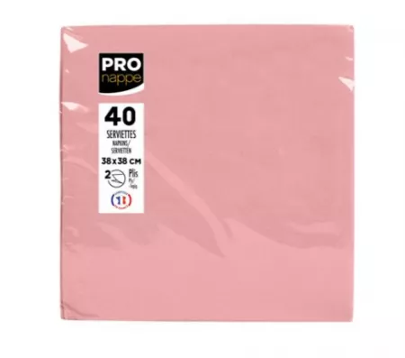 1200 SERVIETTES MICRO GAUFFRE 38X38 ROSE POUDRE