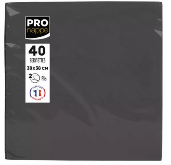 1200 SERVIETTES OUATE MICRO GAUFRE 38X38 NOIR