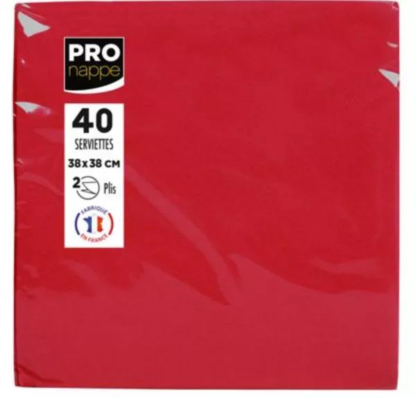 1200 SERVIETTES OUATE MICRO GAUFRE 38X38 ROUGE