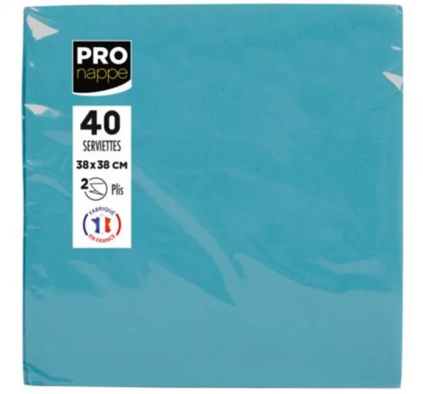 1200 SERVIETTES OUATE MICRO GAUFRE 38X38 TURQUOISE