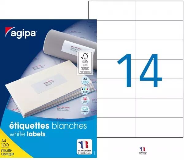 1400 Etiquettes Blanches 105x42.4 sur A4