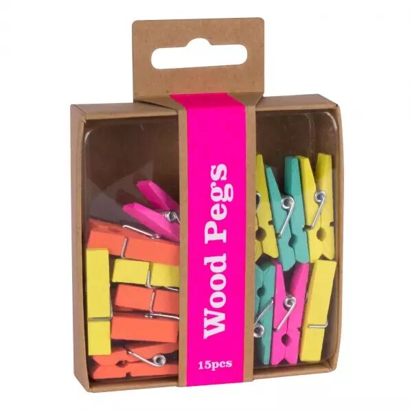 15 Pinces Bois Fluo