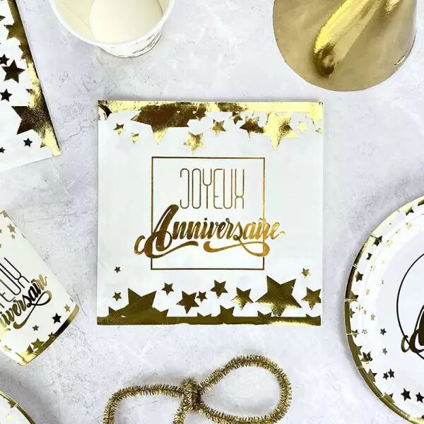 16 SERVIETTES 33X33 JOYEUX ANNIVERSAIRE