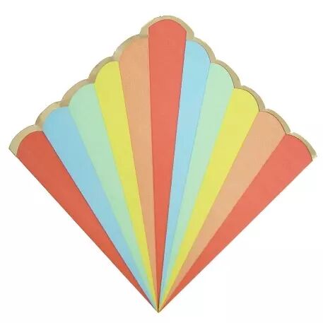 16 Serviettes Berlingot Papier Multicolore et Or 33x33cm -3 Plis