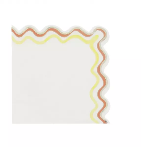 16 Serviettes Fizz Papier Cr�me, Orange, Jaune et Or 33x33cm - 3 Plis