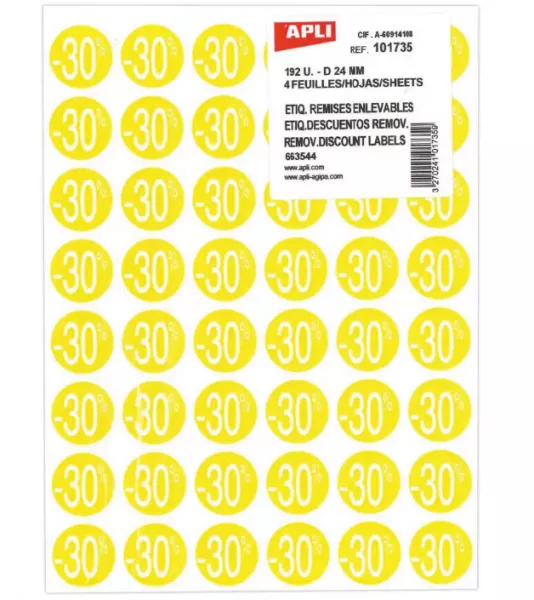 192 PASTILLES ENLEVABLES JAUNE DIAMERE 24 -30%