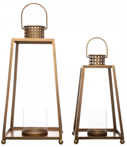 2 LANTERNE OUVERTE MAJESTIC OR BRONZE PHOTOPHORE VERRE 
