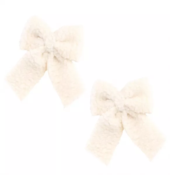 2 NOEUDS FOURRURE BLANC