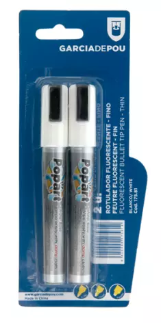2 U. FEUTRES FLUORESCENTS FINS � 1,5x14 CM BLANC FEUTRE (1 UNIT�)